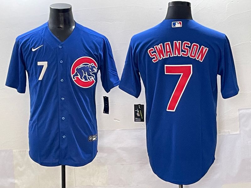 Men 2025 Chicago Cubs #7 Swanson Blue Game Nike MLB Jersey style 2